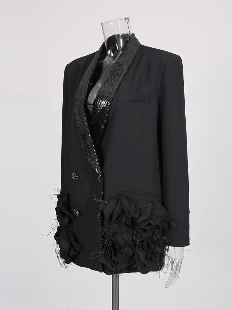 TWOTWINSTYLE Patchwork Sequins Temperament Blazers Coat