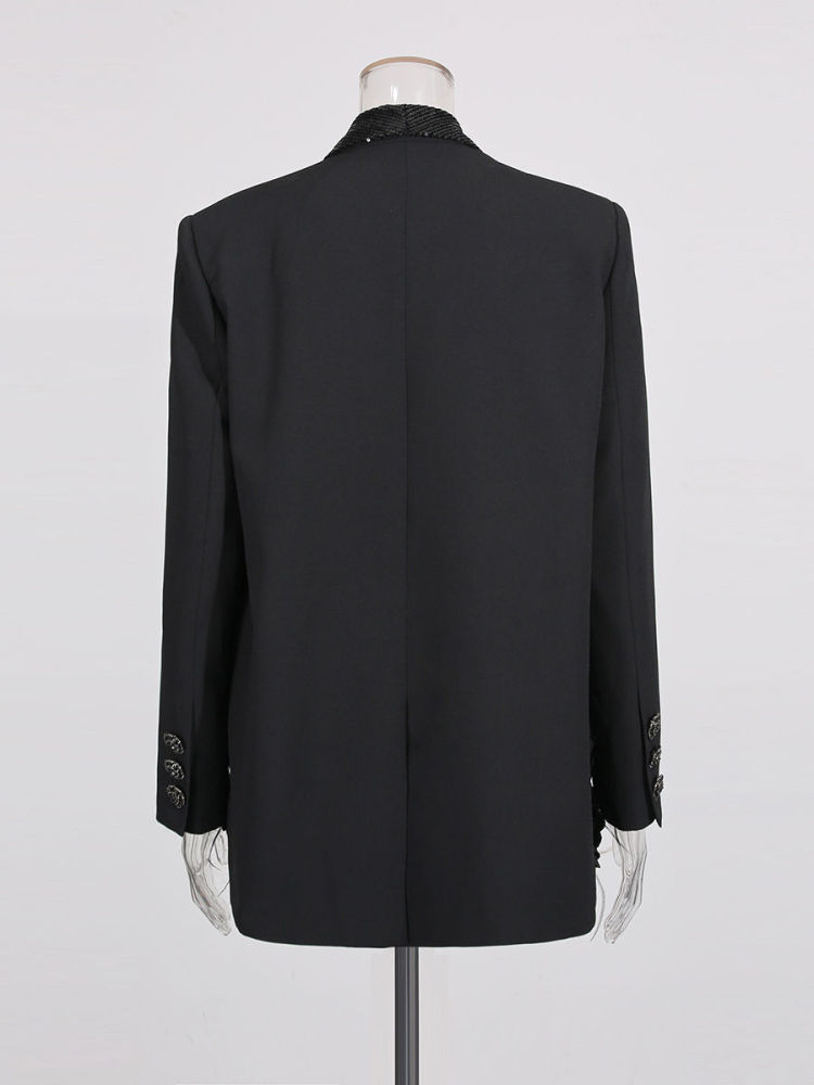 TWOTWINSTYLE Patchwork Sequins Temperament Blazers Coat