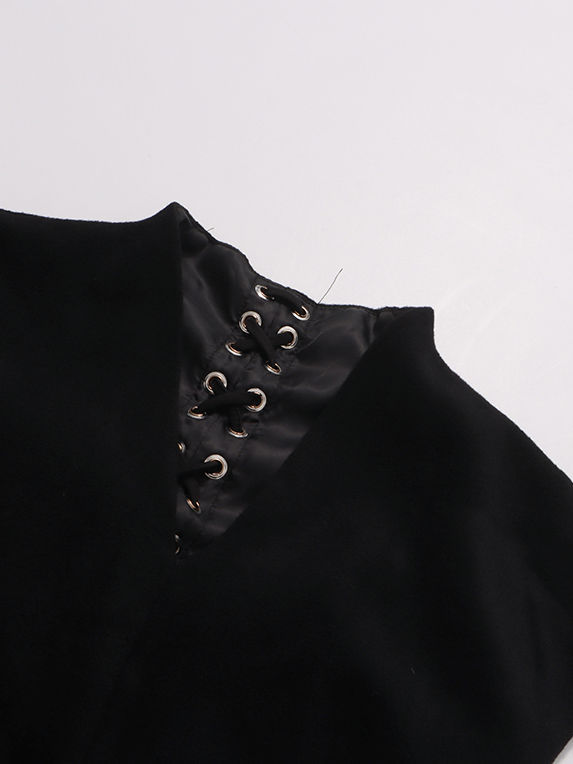 TWOTWINSTYLE V-Neck Spliced Drawstring Fashion Dress