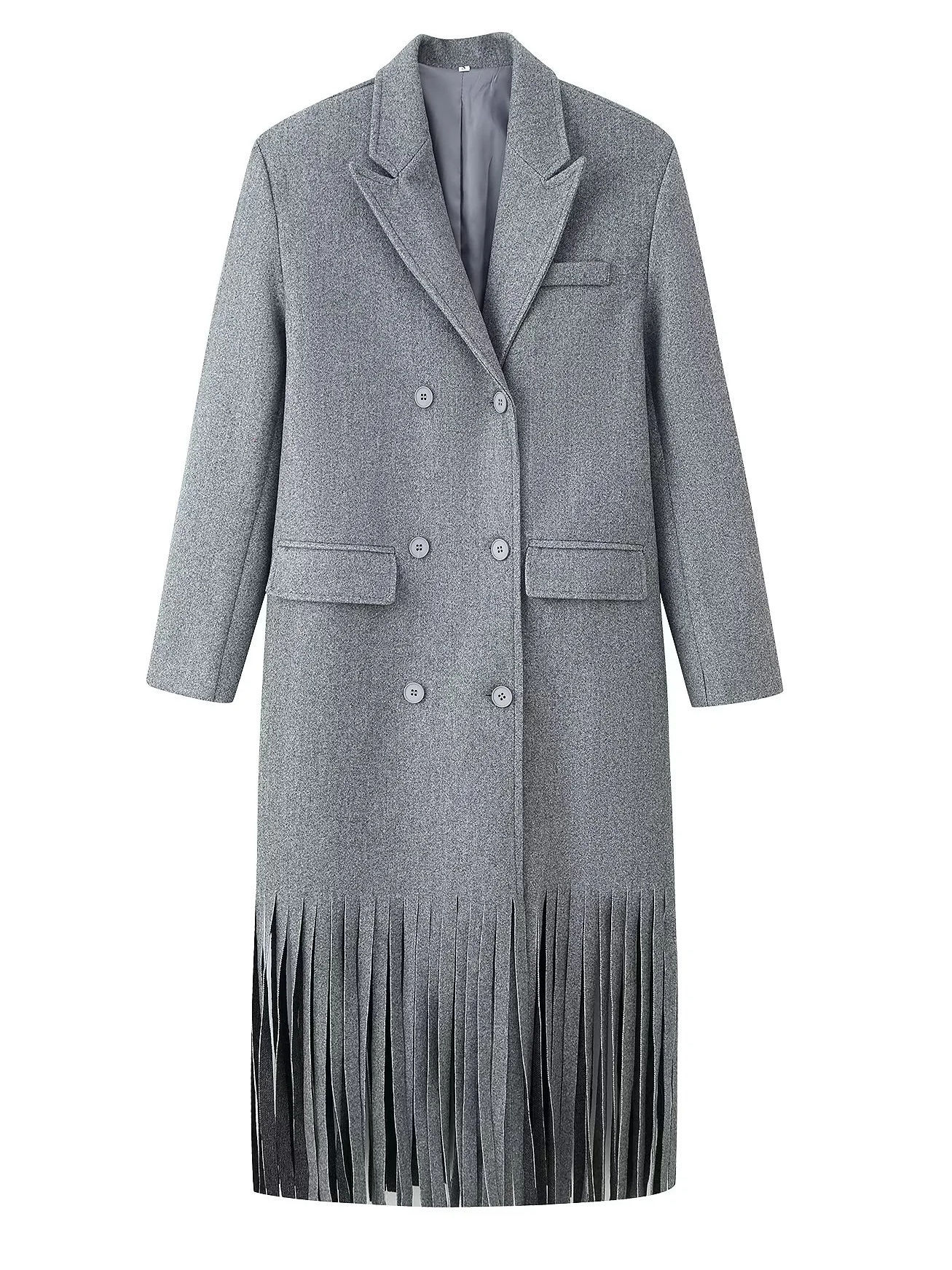TWOTWINSTYLE Lapel Spliced Frill Casual Trench Coat