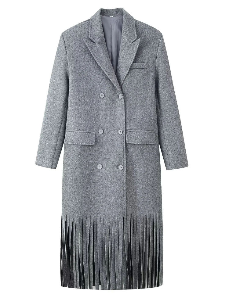 TWOTWINSTYLE Lapel Spliced Frill Casual Trench Coat