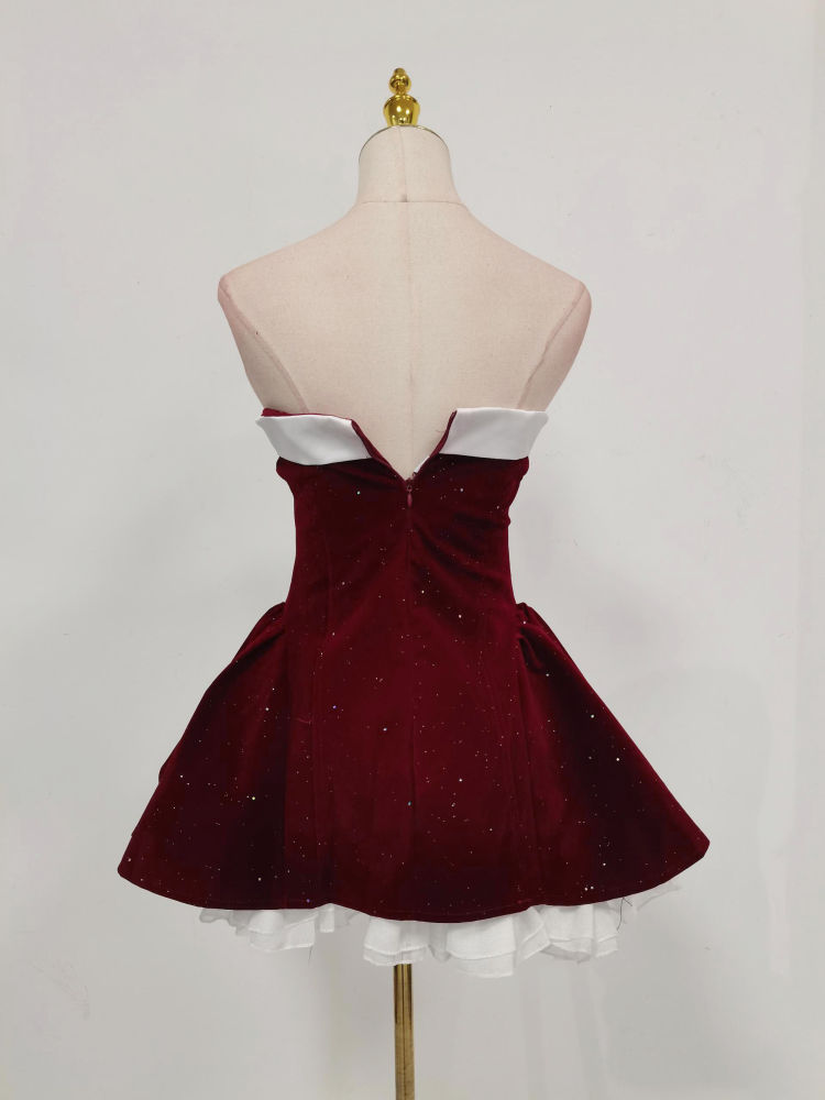 TWOTWINSTYLE Hit Color Patchwork Bowknot Elegant Mini Dress