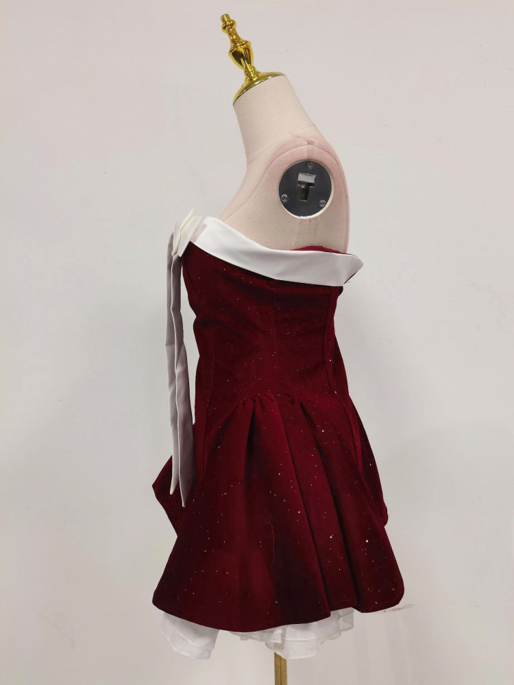 TWOTWINSTYLE Hit Color Patchwork Bowknot Elegant Mini Dress