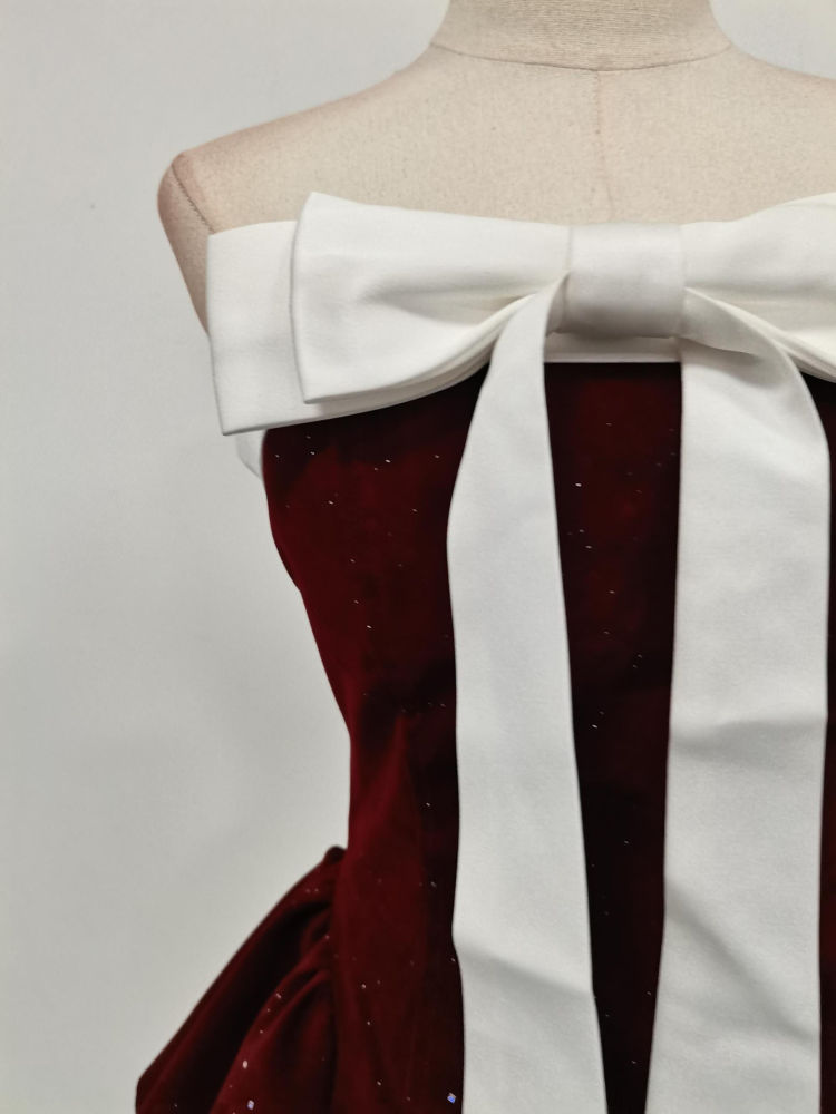TWOTWINSTYLE Hit Color Patchwork Bowknot Elegant Mini Dress