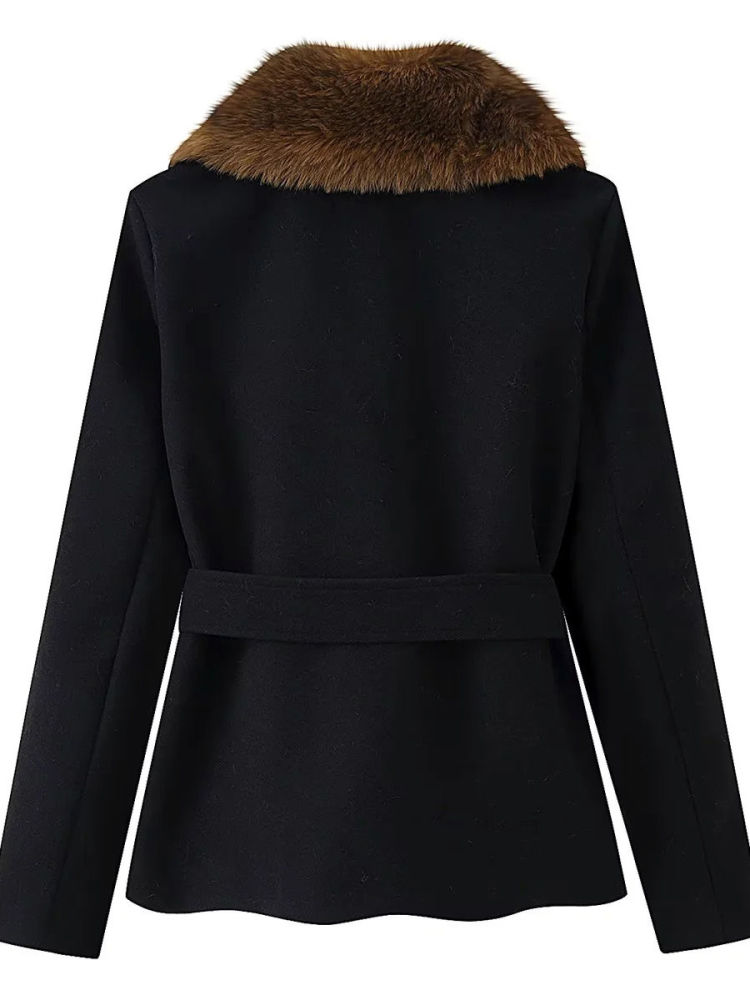 TWOTWINSTYLE Casual Fur Collar Slimming Coat