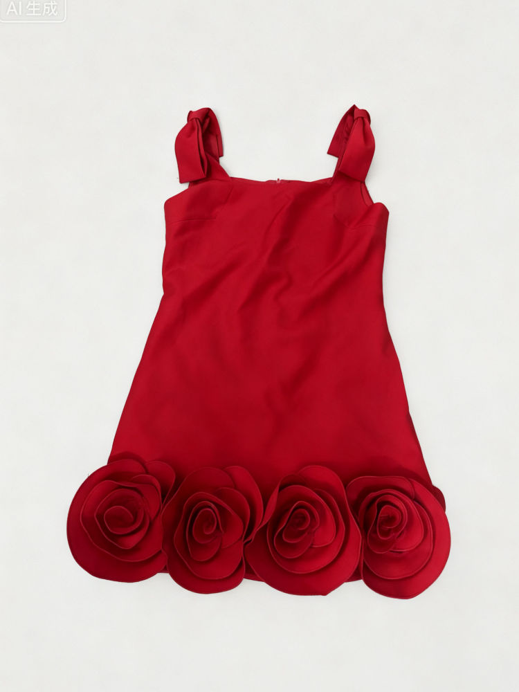 TWOTWINSTYLE Solid Chic Spliced Bowknot Flower Mini Dress