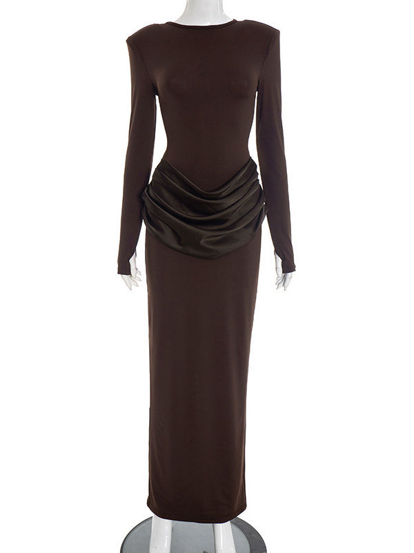 TWOTWINSTYLE Solid Long Sleeve Ruched Dress