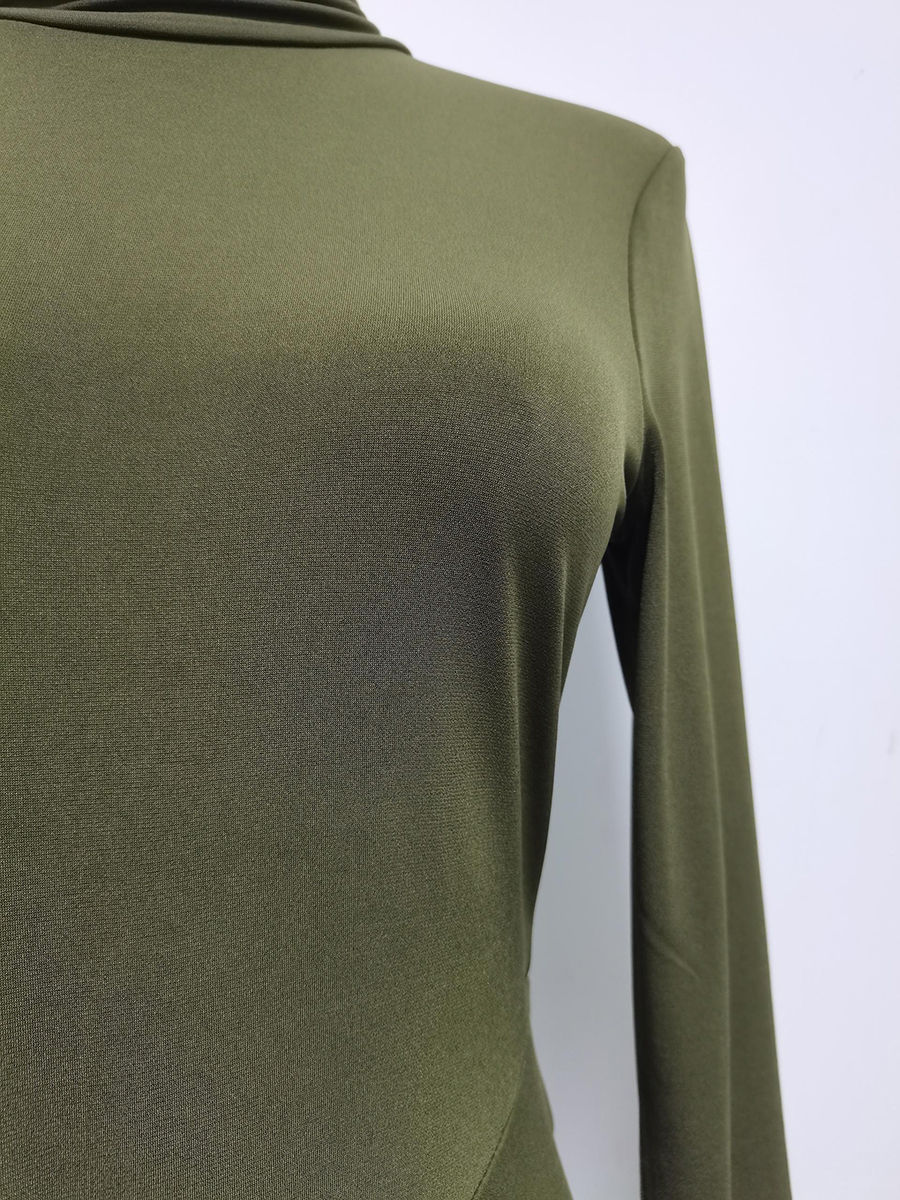 TWOTWINSTYLE Stand Collar Pleated Temperament Midi Dress