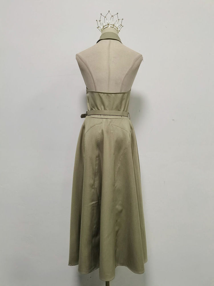 TWOTWINSTYLE Lapel Off Shoulde Temperament Midi Dress