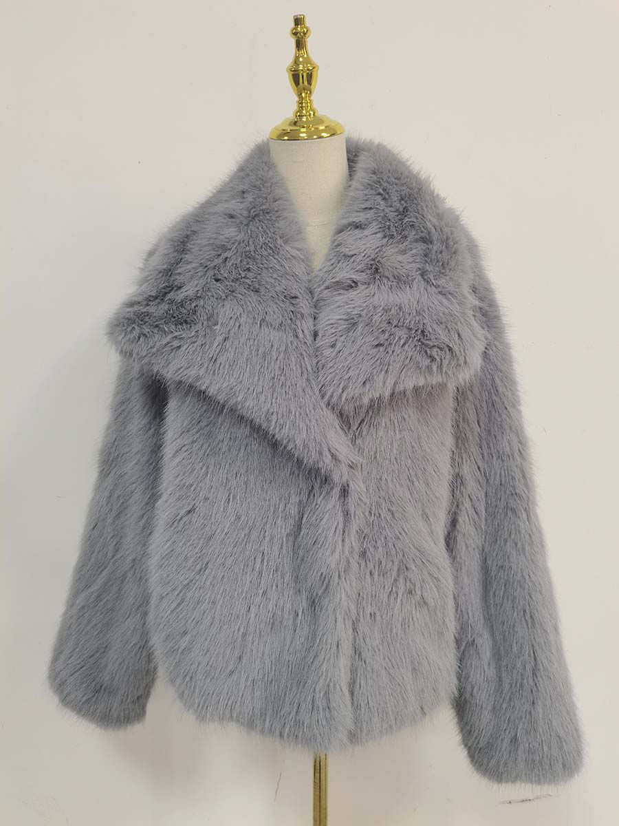 TWOTWINSTYLE Free Shipping Big Collar Fox Fur Grass Coat Plush Jacket