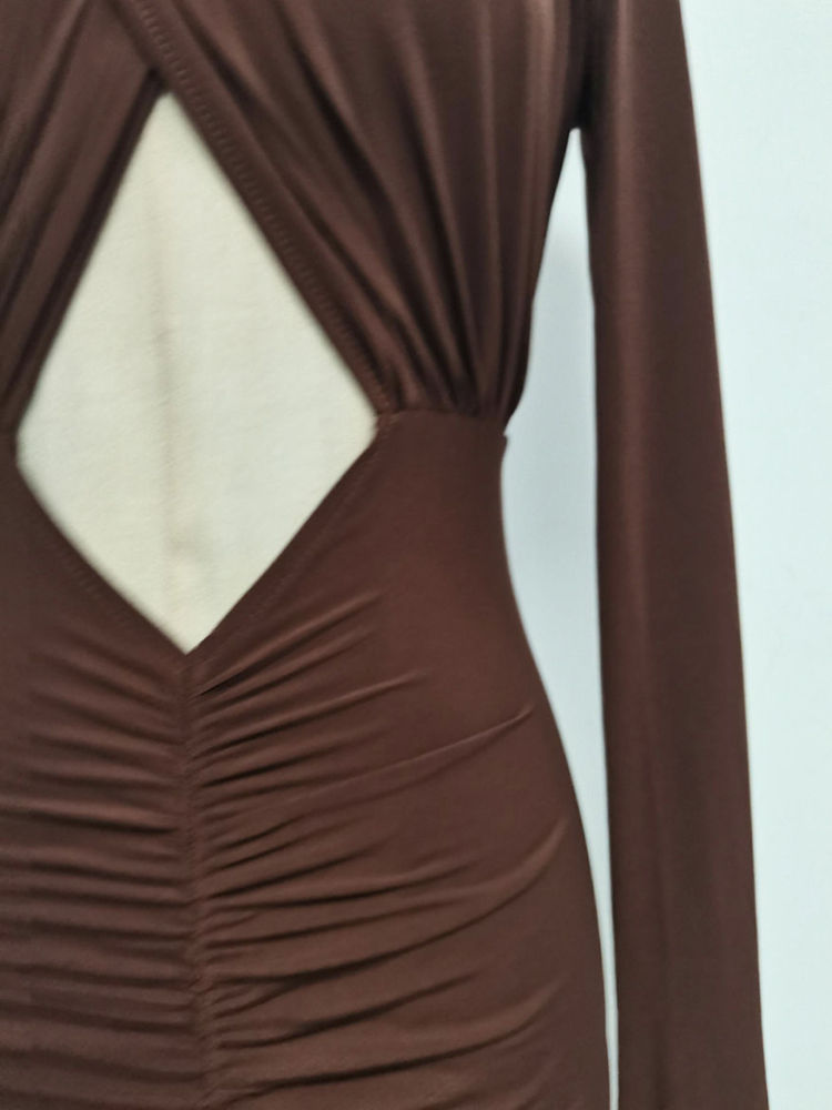 TWOTWINSTYLE Hollow Out Pleated Elegant Midi Dress