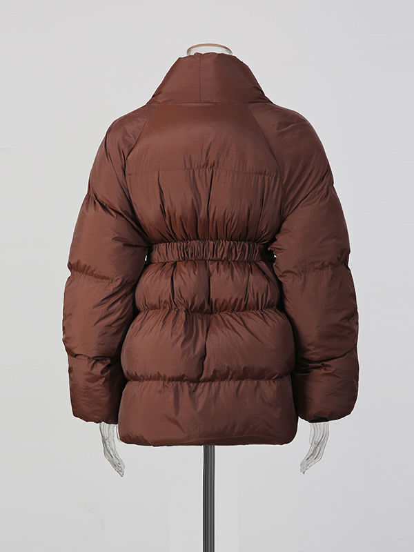 TWOTWINSTYLE Solid splice Belt Fashion Lapel Winter Coats