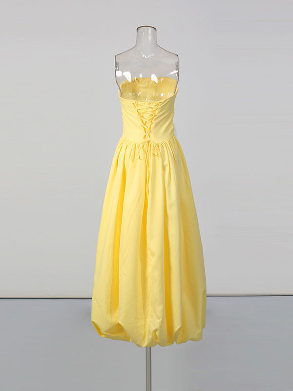 TWOTWINSTYLE Solid Off Shoulder Side Split Long Dress