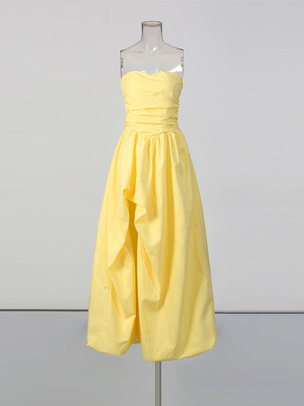 TWOTWINSTYLE Solid Off Shoulder Side Split Long Dress