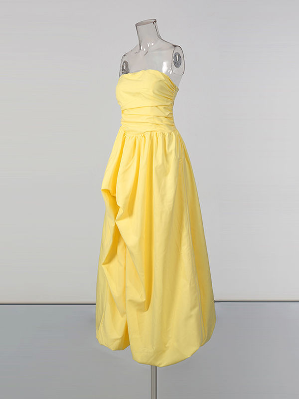 TWOTWINSTYLE Solid Off Shoulder Side Split Long Dress