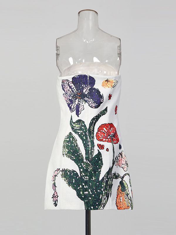 TWOTWINSTYLE Print Off Shoulder Hit Colour Dress