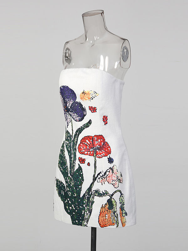 TWOTWINSTYLE Print Off Shoulder Hit Colour Dress