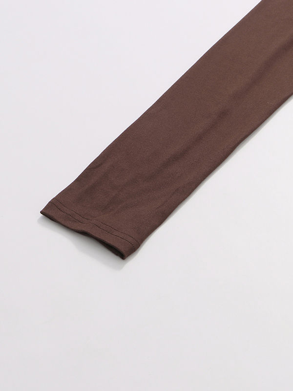 TWOTWINSTYLE Solid Ruched Long Sleeve Elegant Long Dress