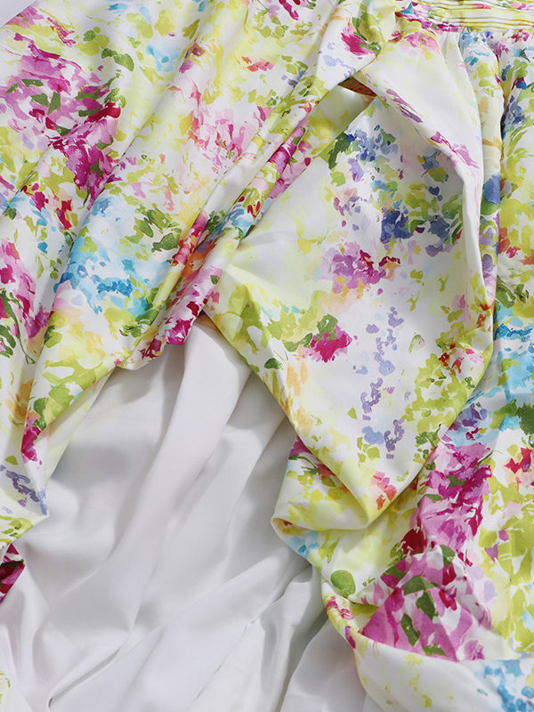 TWOTWINSTYLE Patchwork Strap Print Ruched Long Dress