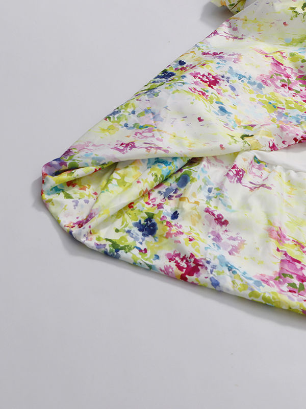 TWOTWINSTYLE Patchwork Strap Print Ruched Long Dress
