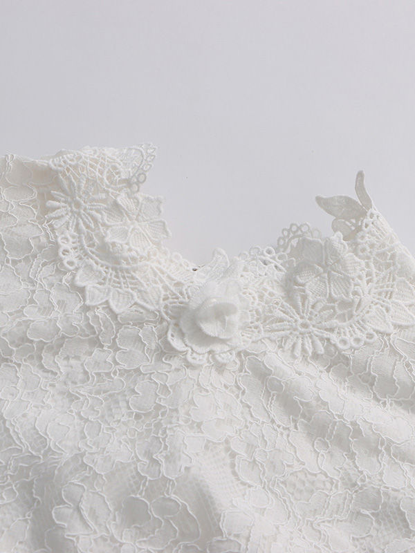 TWOTWINSTYLE Elegant Hit Color Hollow Out Spliced Lace Long Dress