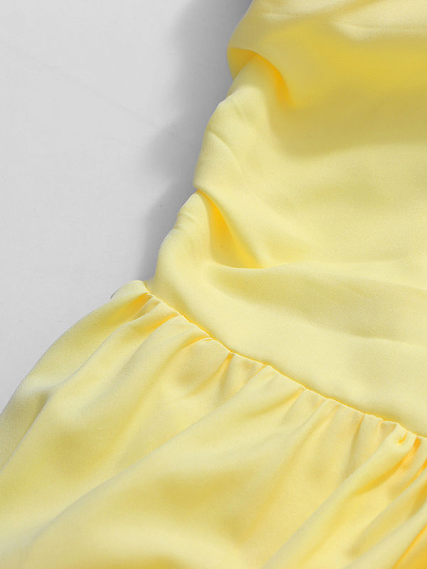 TWOTWINSTYLE Solid Off Shoulder Side Split Long Dress