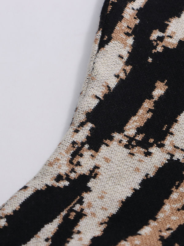 TWOTWINSTYLE Hit Color Stand Collar Leopard Print Mini Dress