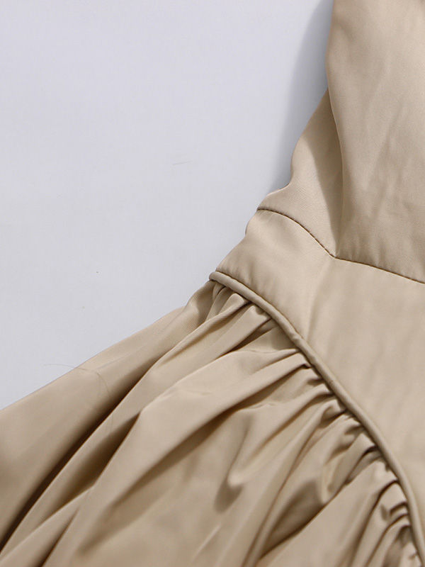 TWOTWINSTYLE Solid Strapless Spliced Belt Midi Dress