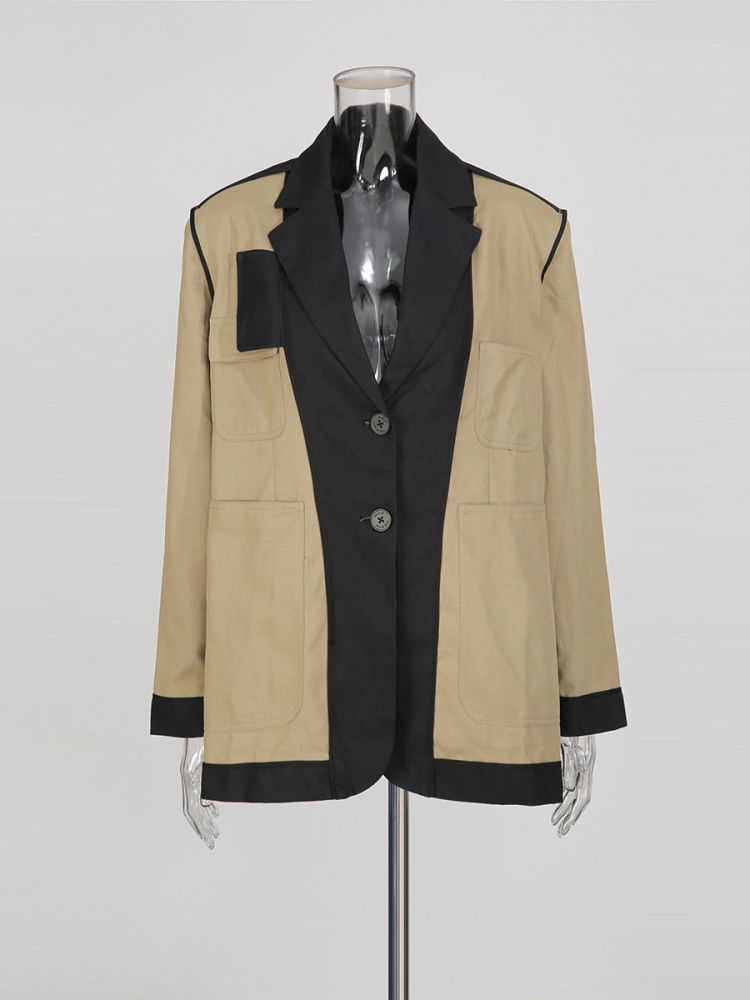 TWOTWINSTYLE Casual Lapel Hit Color Blazers