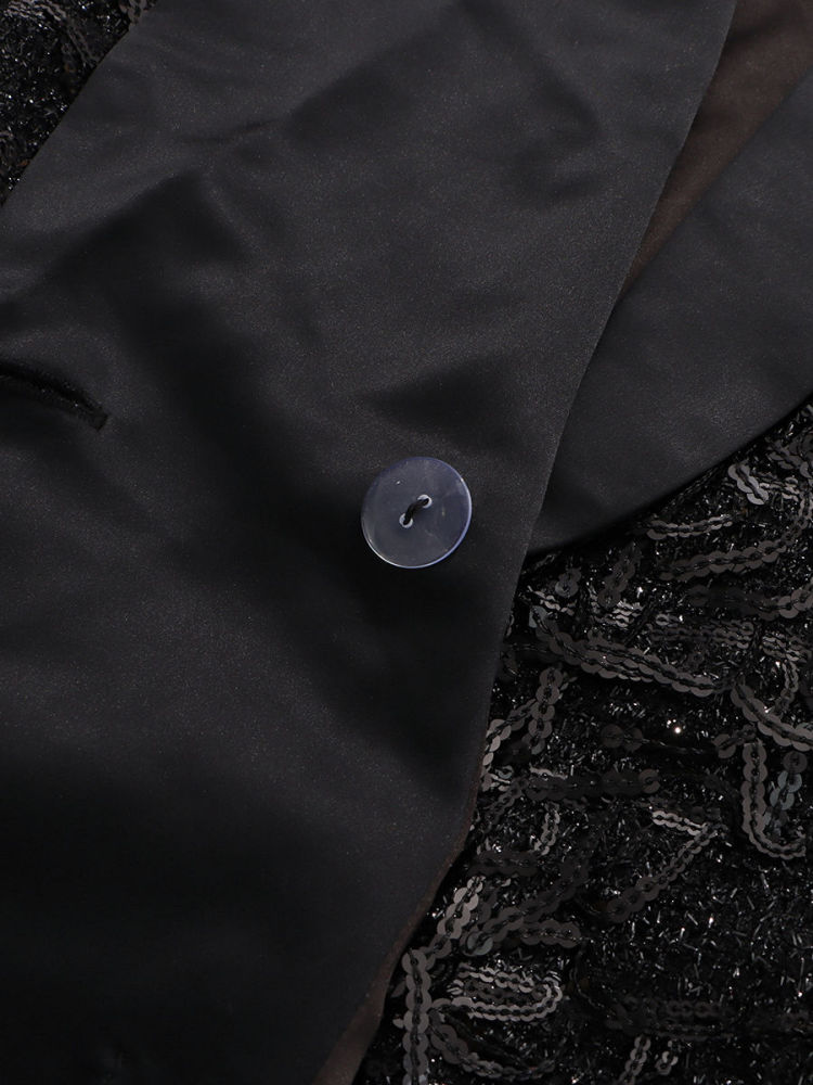 TWOTWINSTYLE Fashion Patchwork Sequins Lapel Coat