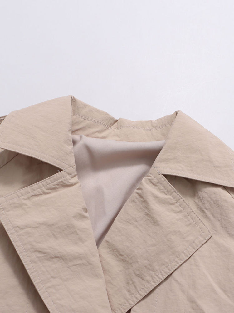 TWOTWINSTYLE Solid Spliced Lace Up Pleated Windbreaker