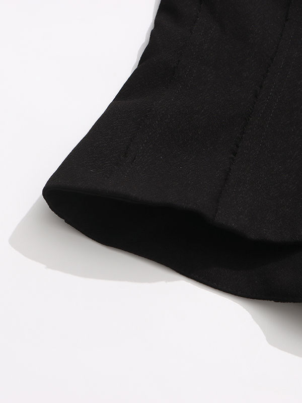 TWOTWINSTYLE Spliced Drawstring Top Single Breasted Skirt Two Piece Set