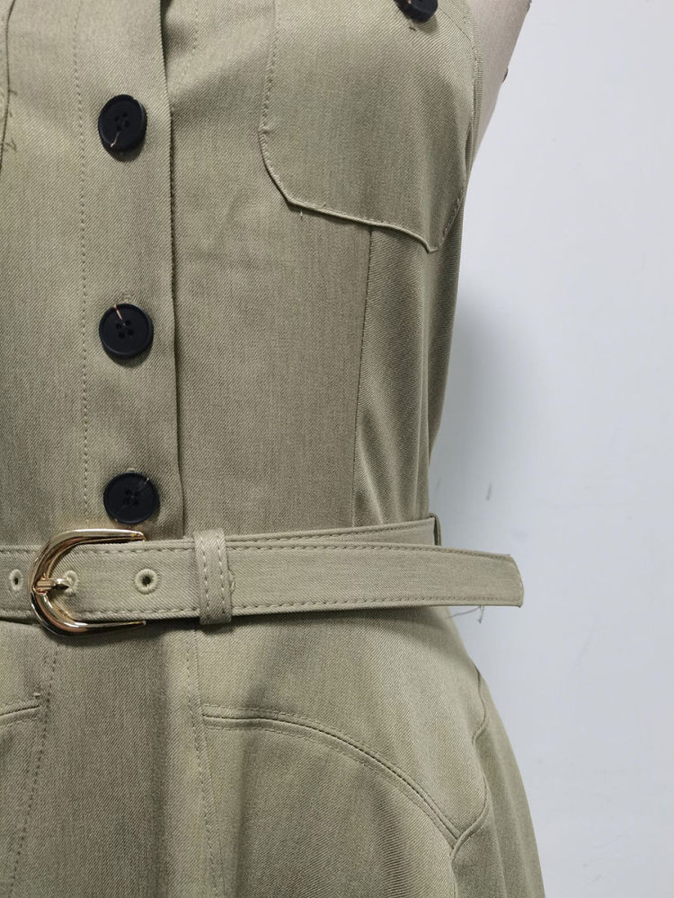 TWOTWINSTYLE Lapel Off Shoulde Temperament Midi Dress