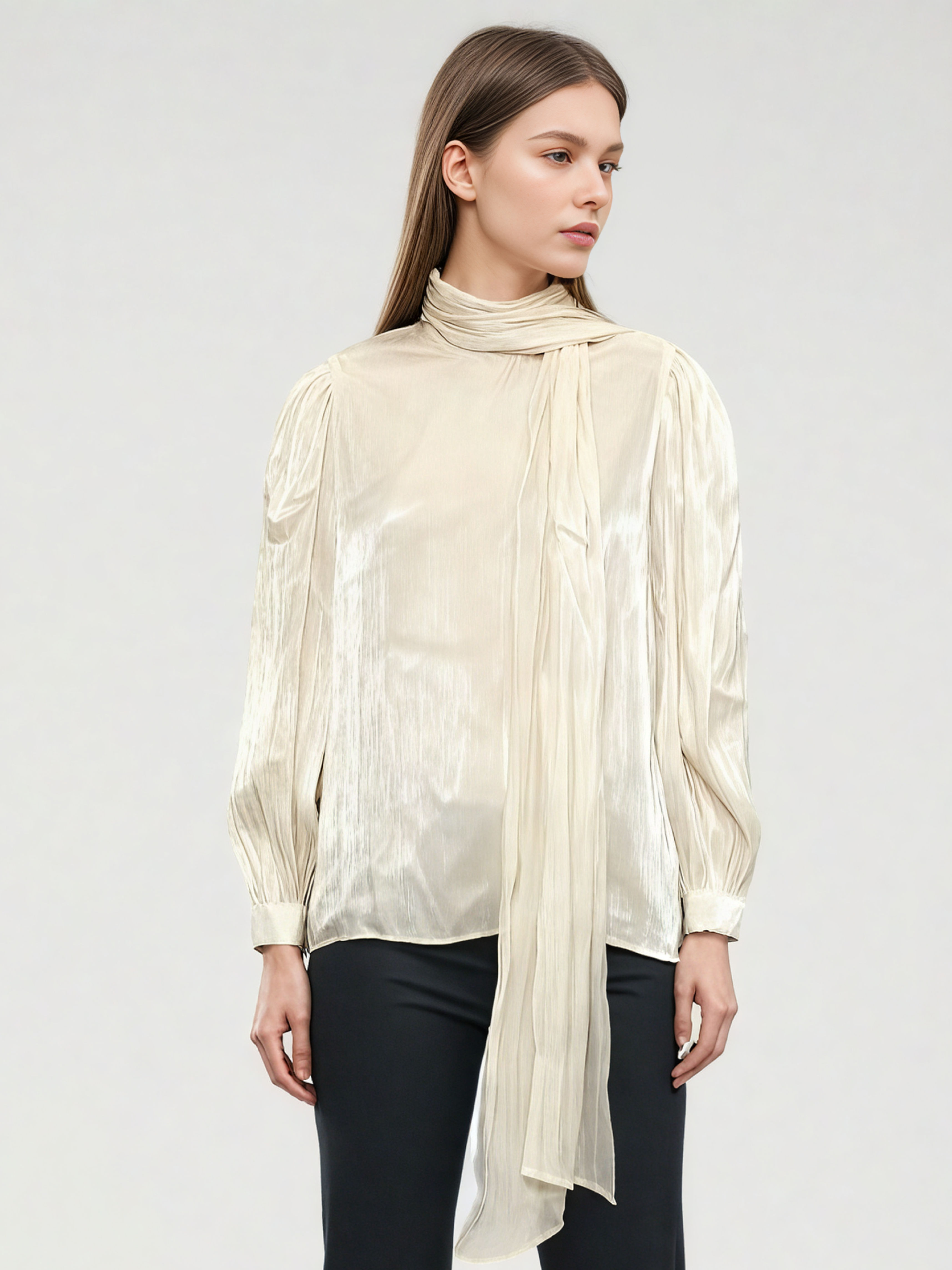 TWOTWINSTYLE Solid Loose Patchwork Lace Up Shirt