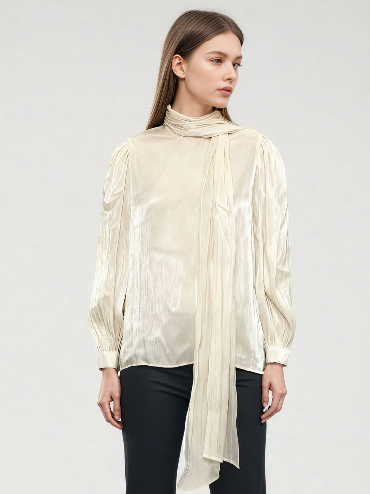 TWOTWINSTYLE Solid Loose Patchwork Lace Up Shirt