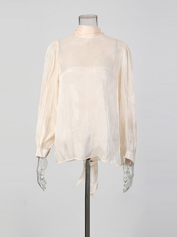 TWOTWINSTYLE Solid Loose Patchwork Lace Up Shirt