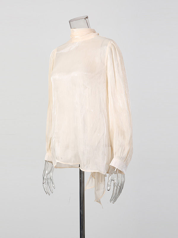 TWOTWINSTYLE Solid Loose Patchwork Lace Up Shirt