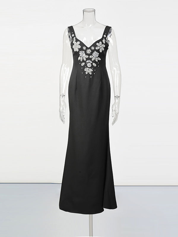 TWOTWINSTYLE Patchwork Diamond Slimming Maxi Dress