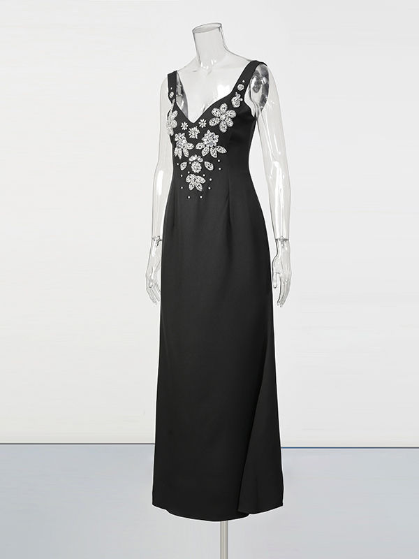 TWOTWINSTYLE Patchwork Diamond Slimming Maxi Dress