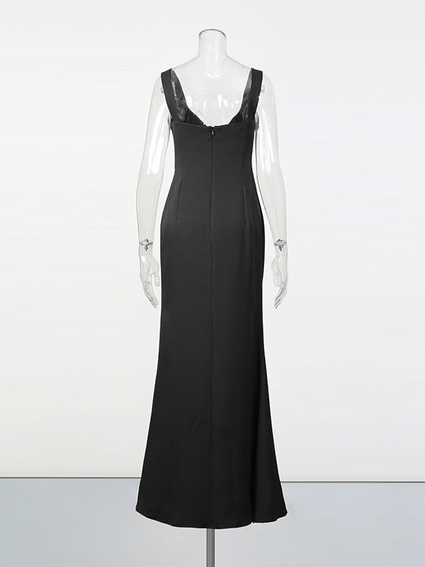 TWOTWINSTYLE Patchwork Diamond Slimming Maxi Dress