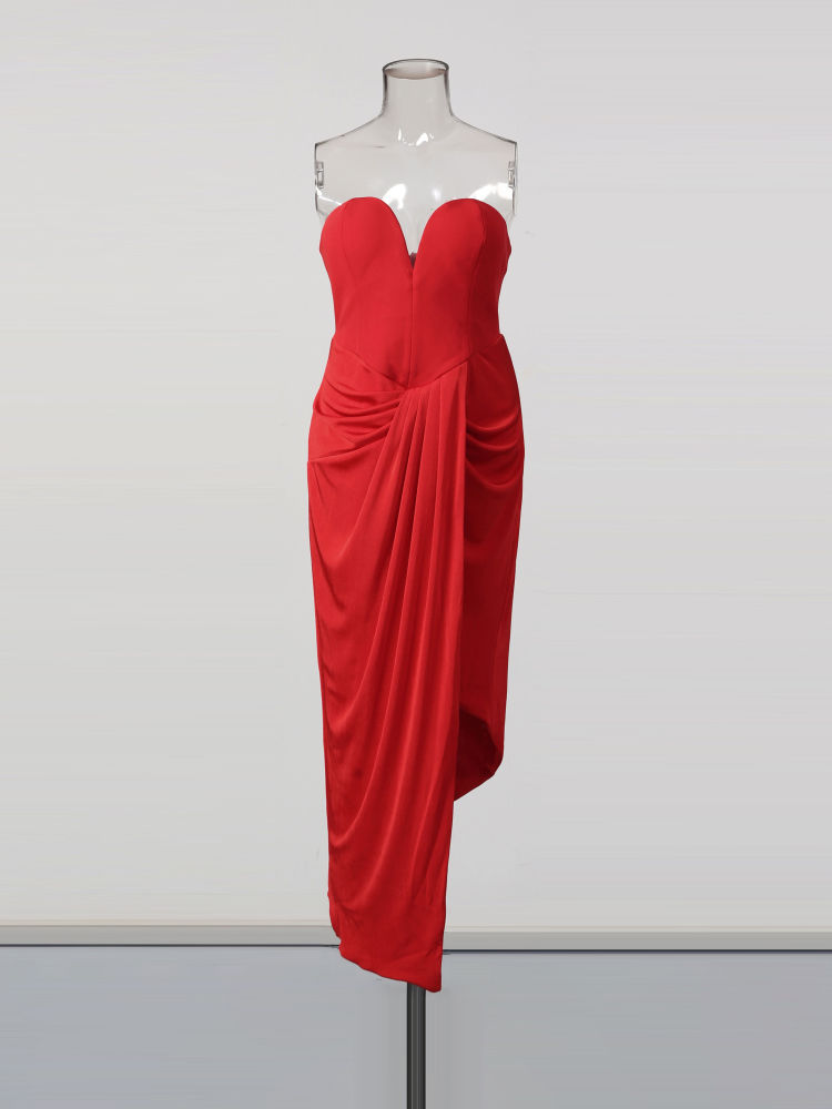 TWOTWINSTYLE Slimming Irregular Chic Strapless Dress