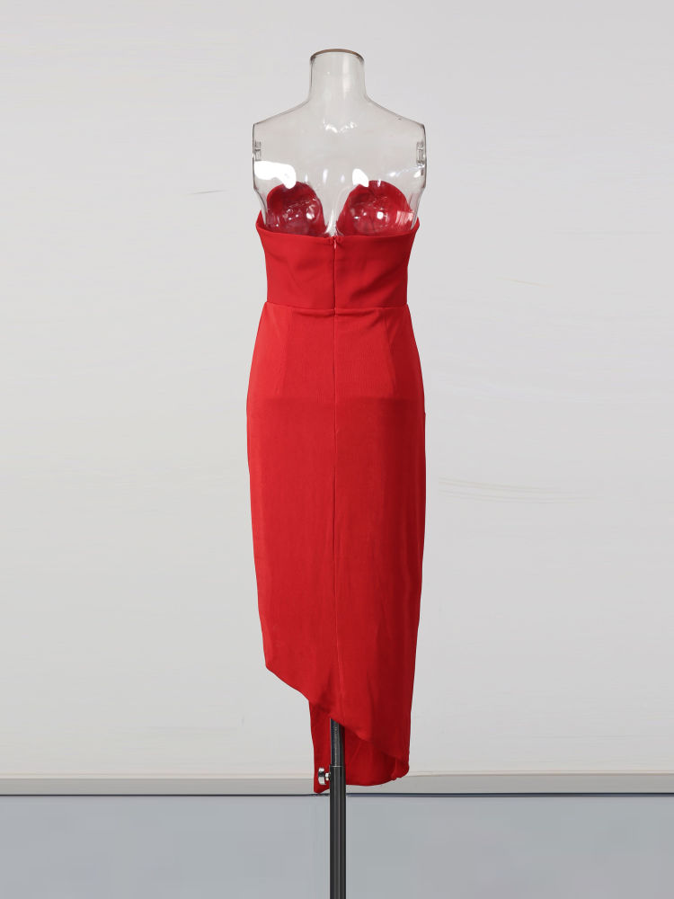 TWOTWINSTYLE Slimming Irregular Chic Strapless Dress