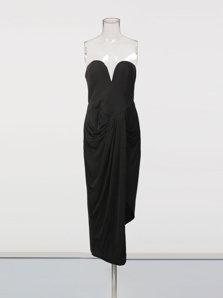 TWOTWINSTYLE Slimming Irregular Chic Strapless Dress