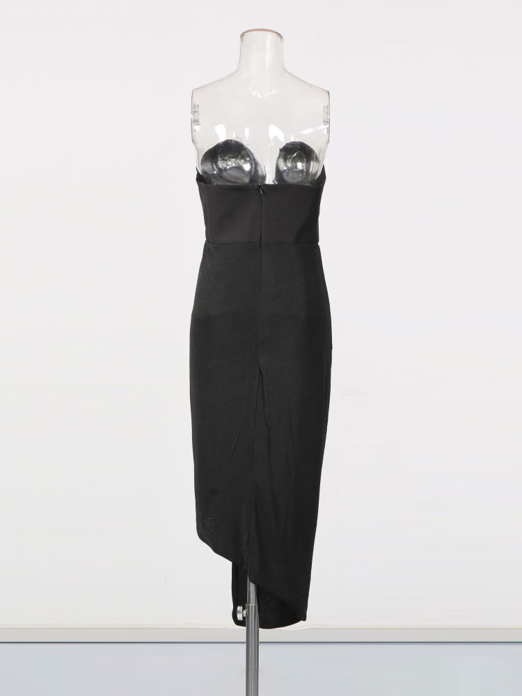 TWOTWINSTYLE Slimming Irregular Chic Strapless Dress