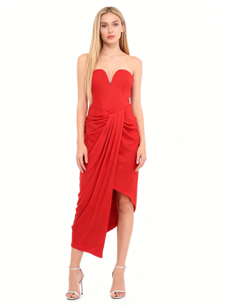 TWOTWINSTYLE Slimming Irregular Chic Strapless Dress