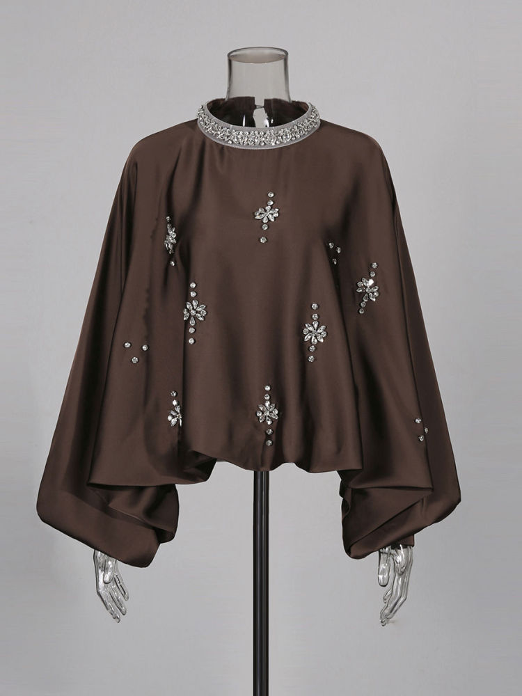 TWOTWINSTYLE Solid Loose Vintage Spliced Diamonds Shirt