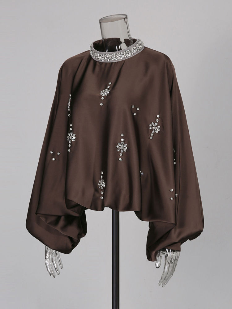 TWOTWINSTYLE Solid Loose Vintage Spliced Diamonds Shirt