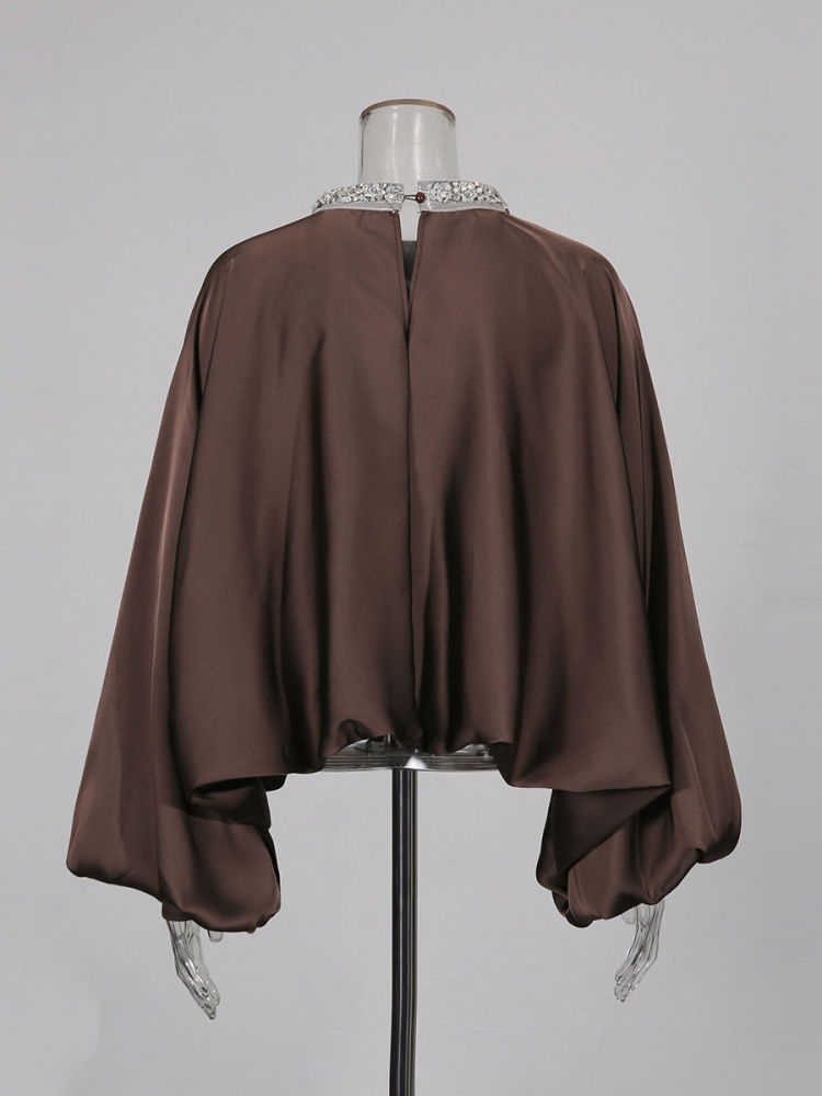 TWOTWINSTYLE Solid Loose Vintage Spliced Diamonds Shirt
