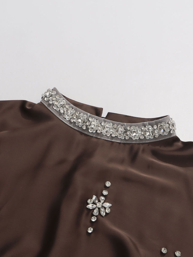 TWOTWINSTYLE Solid Loose Vintage Spliced Diamonds Shirt