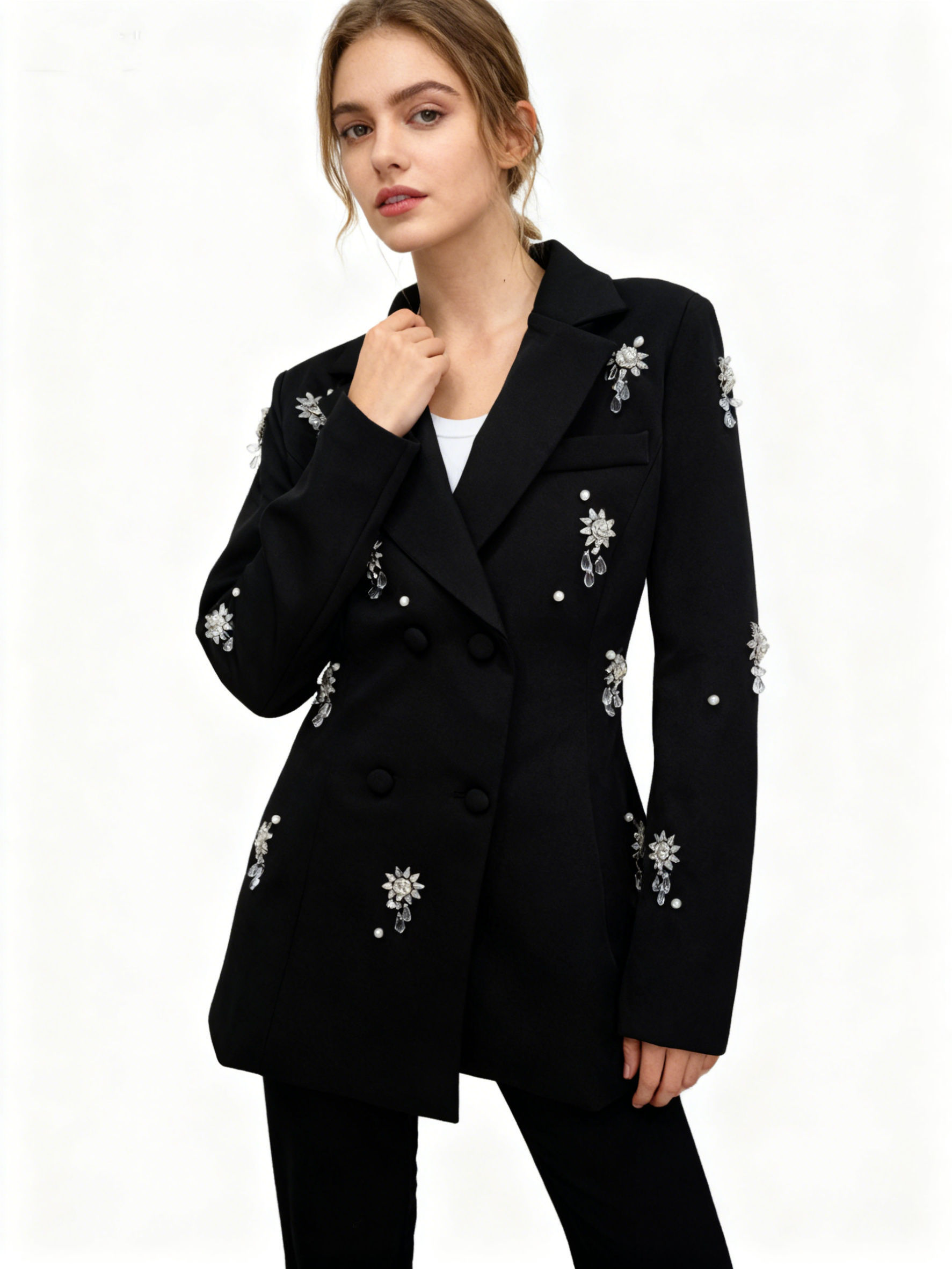 TWOTWINSTYLE Spliced Diamond High Waist Blazers